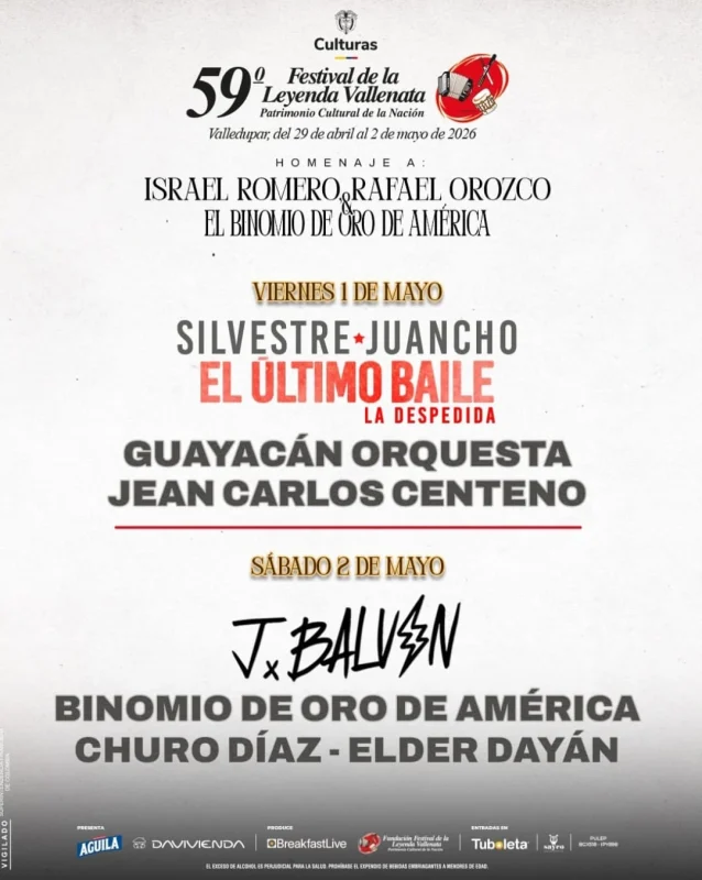 Nómina festival leyenda vallenata