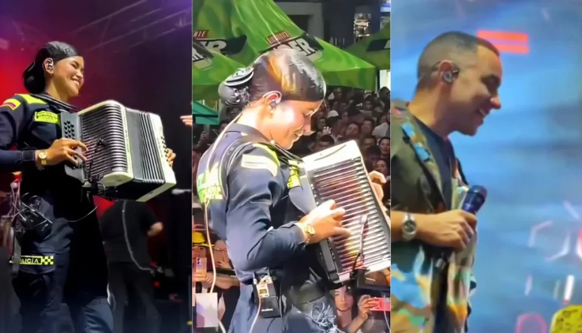 Pipe interpreta junto a una policía